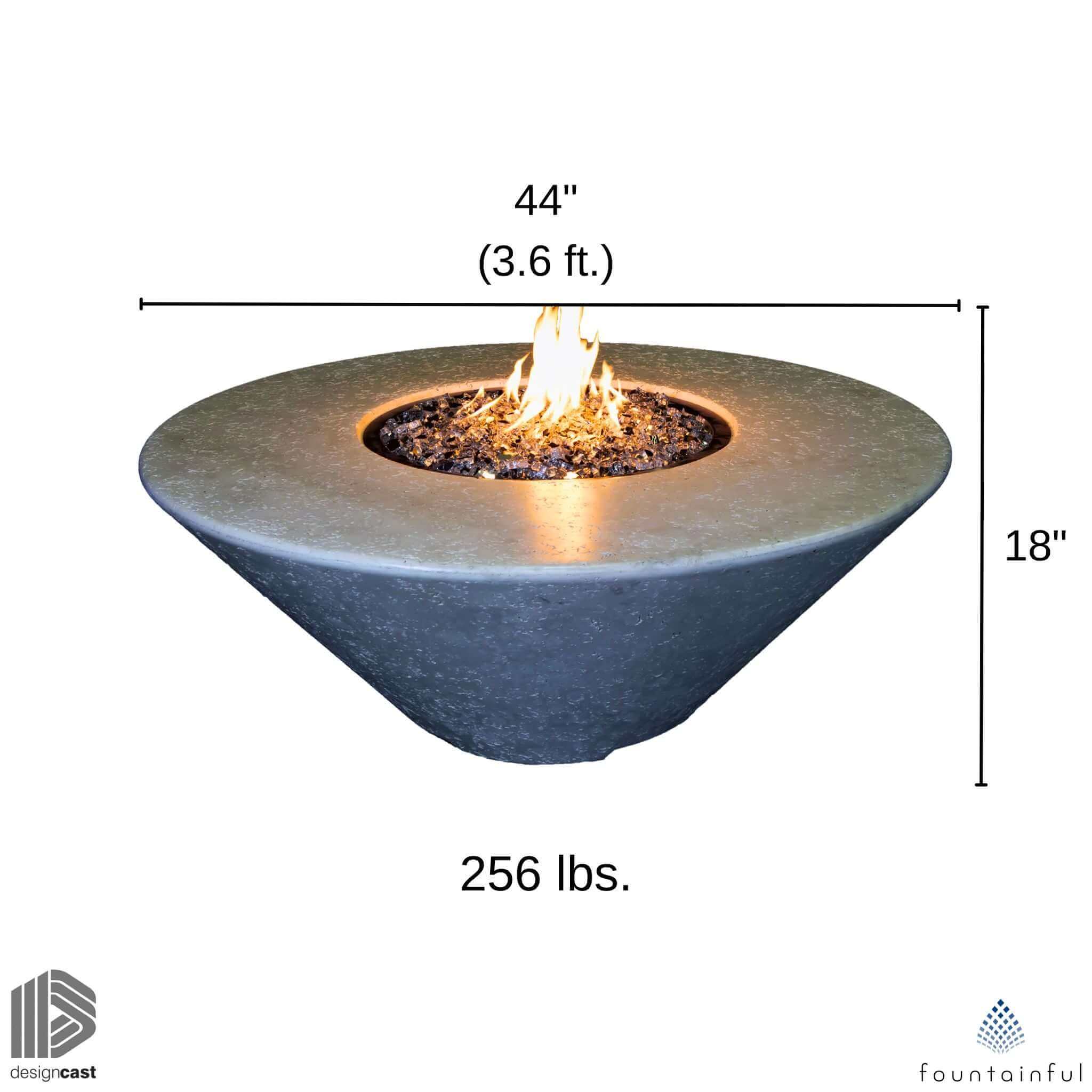 Round Oblique Concrete Gas Fire Table - Phoenix Design Cast