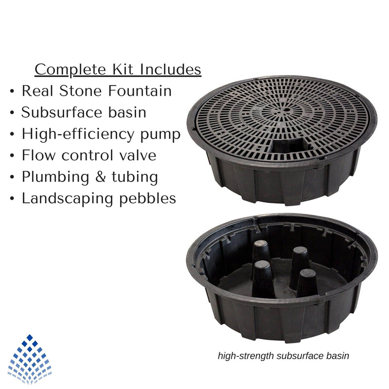 Rough Black Granite 3-Tower Fountain - Complete Kit - Blue Thumb