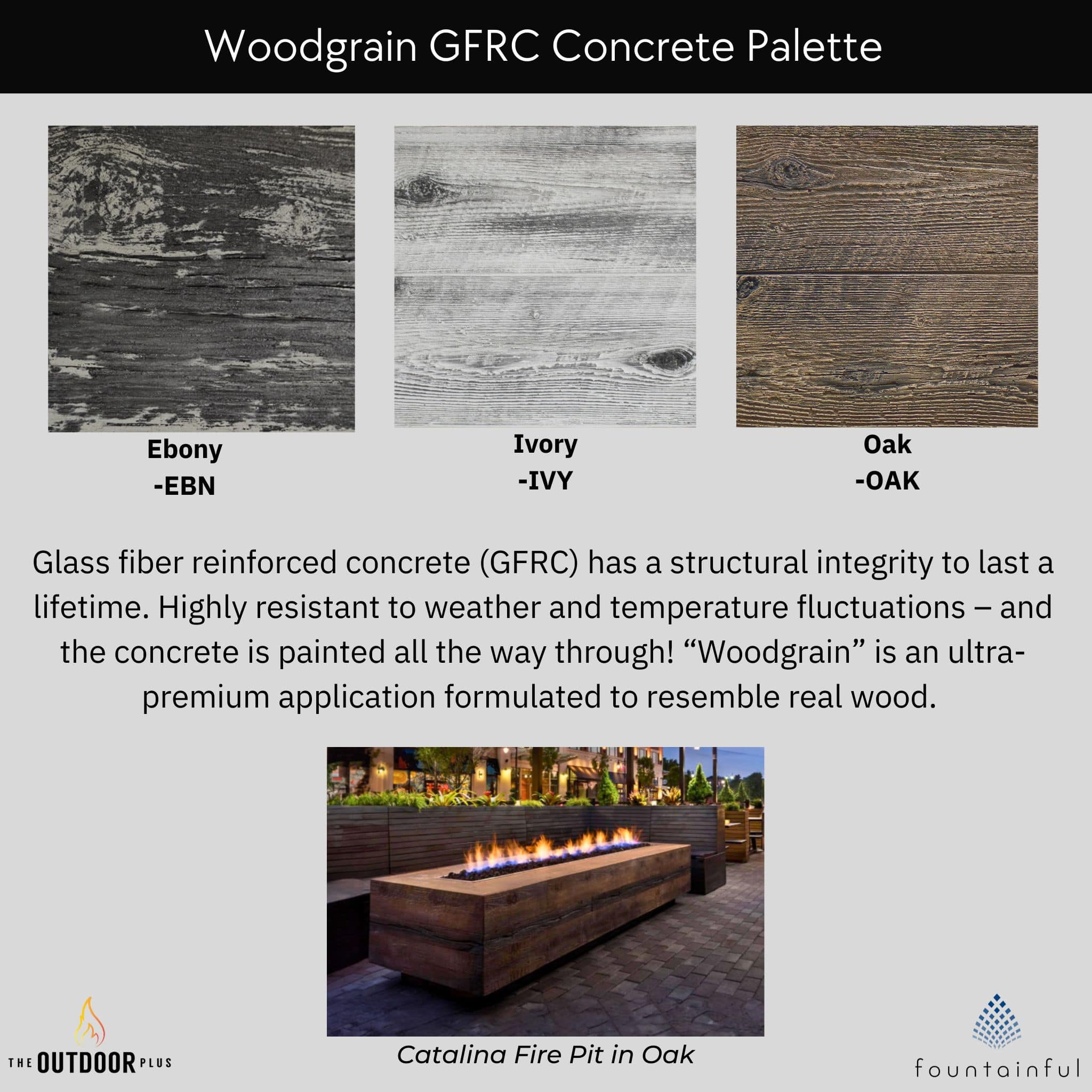 Cazo "Woodgrain" Concrete Fire Bowl - The Outdoor Plus