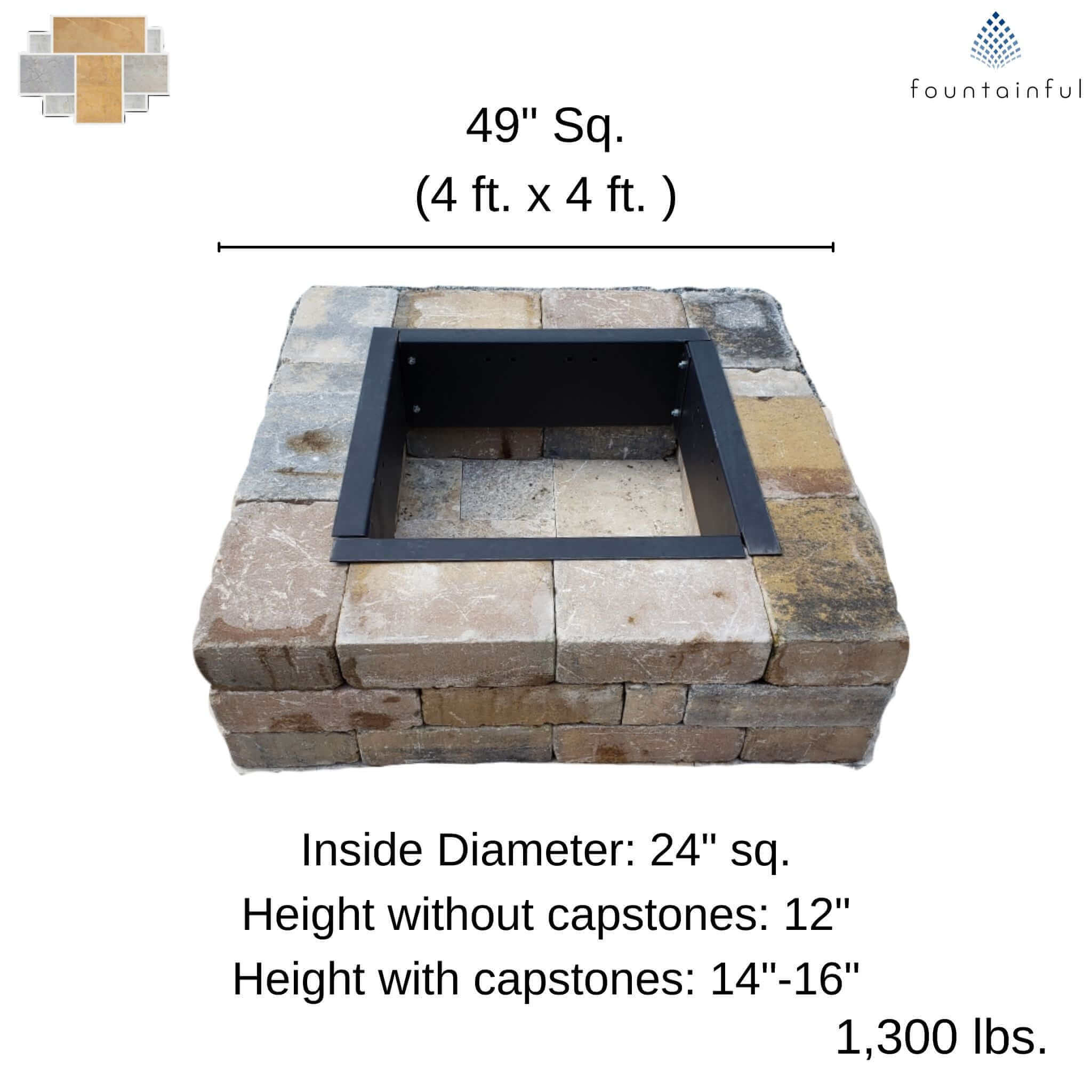 DIY Square Wood Burning Fire Pit Kit - Travertine & More