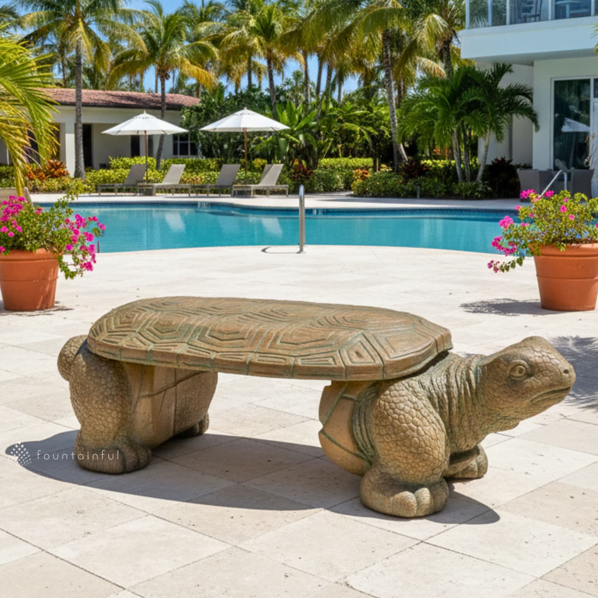 Turtle Concrete Garden Bench