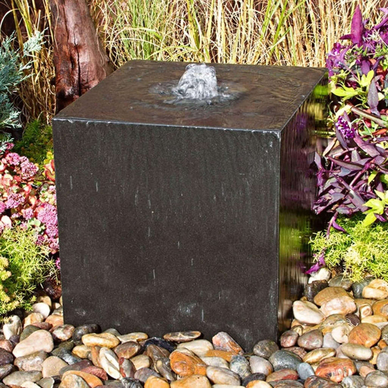 Black Basalt Cube "Heiho" Fountain - Complete Kit - Blue Thumb