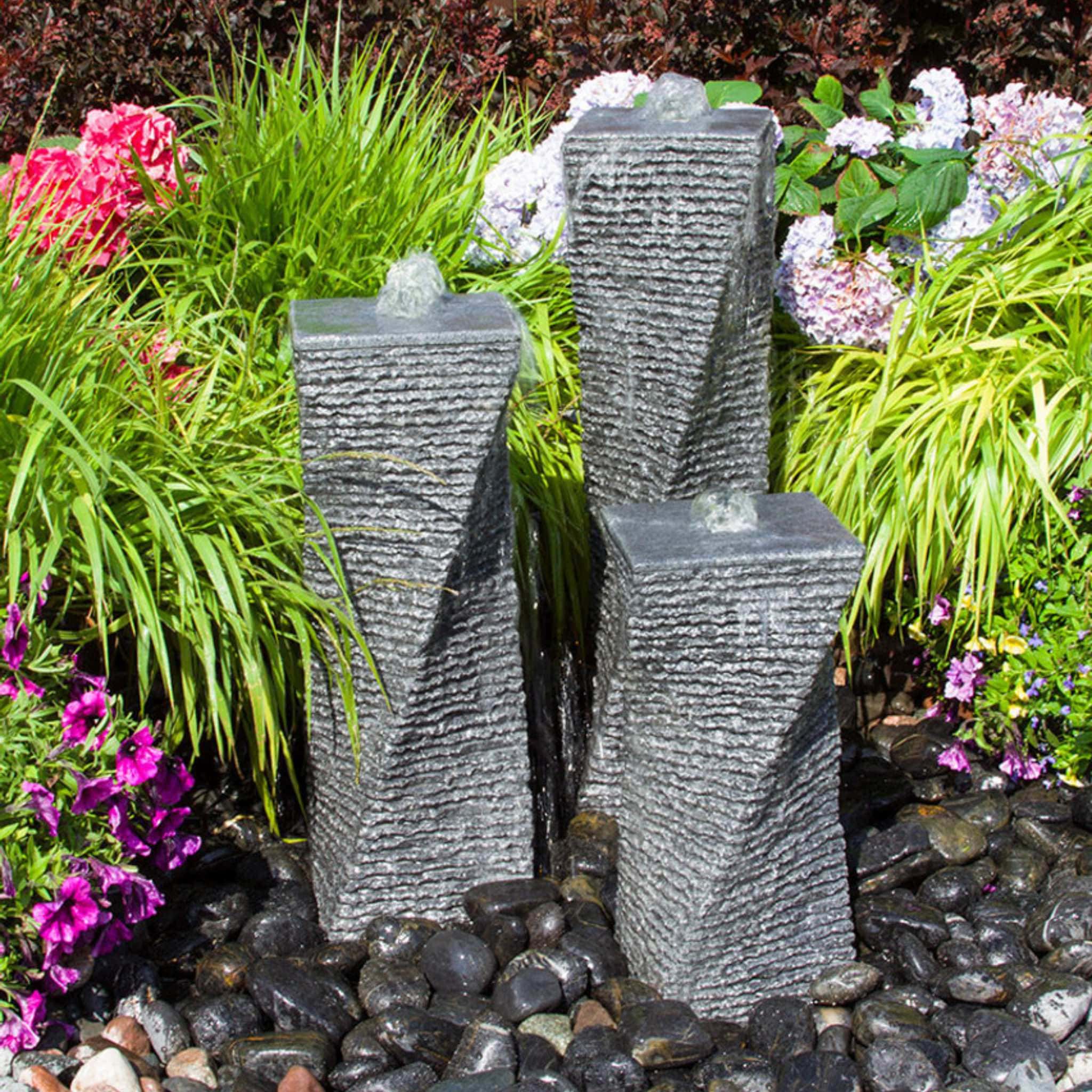 Granite Twisted Tower Fountain - 3 Piece - Blue Thumb ABGF40K - Fountainful