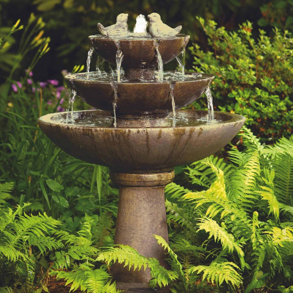 Tranquility Birds 3-Tier Concrete Fountain - Massarellis #3700