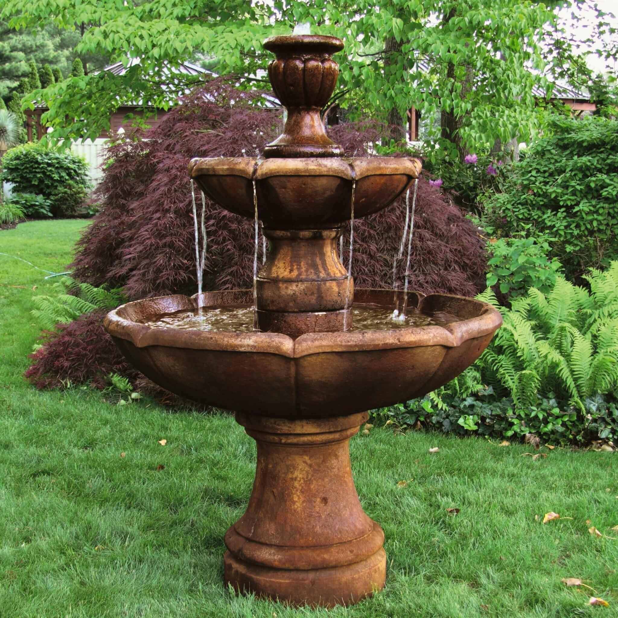 Charlotte 2-Tier Concrete Fountain - Massarellis