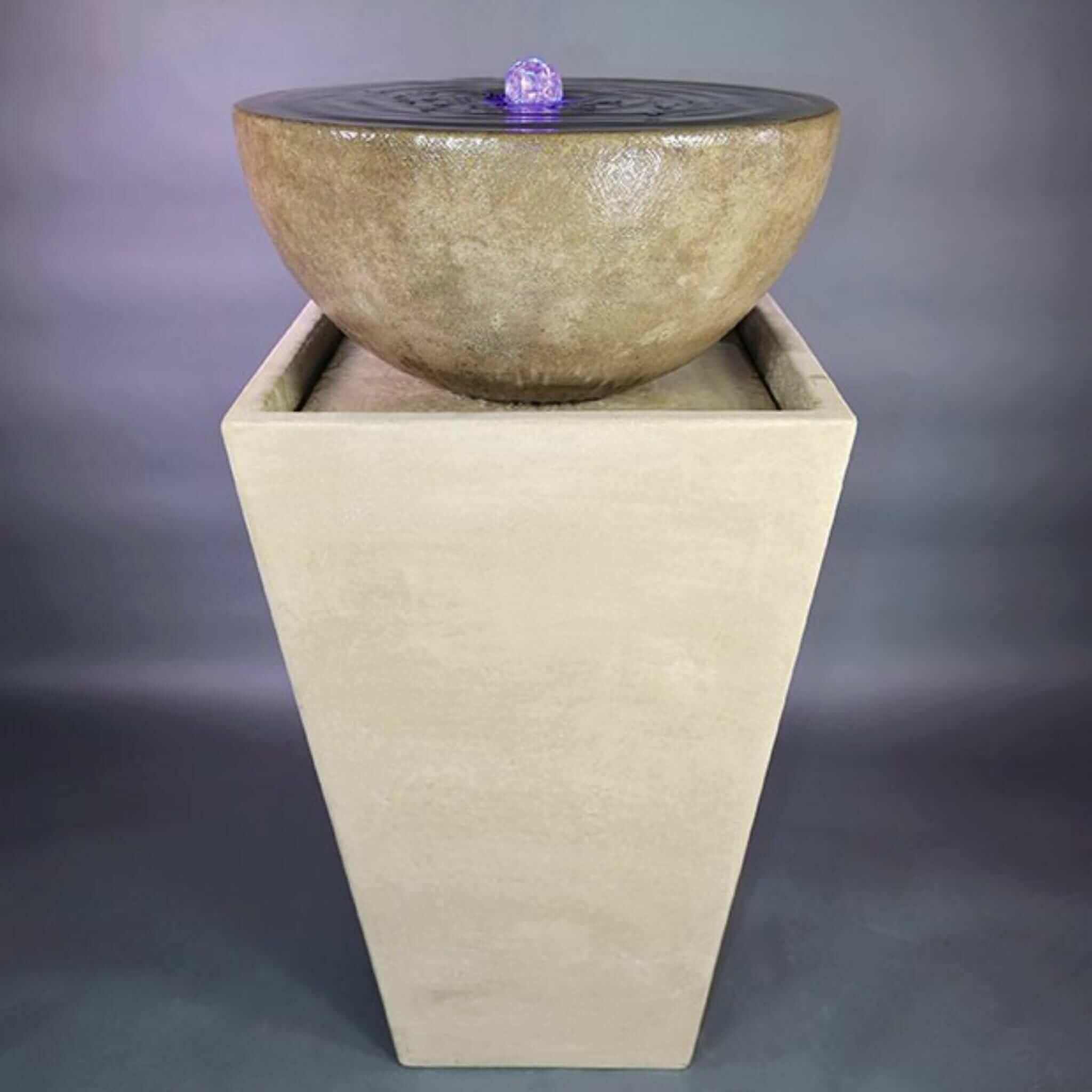 Modern Bowl on Tapered Pedestal Concrete Fountain
