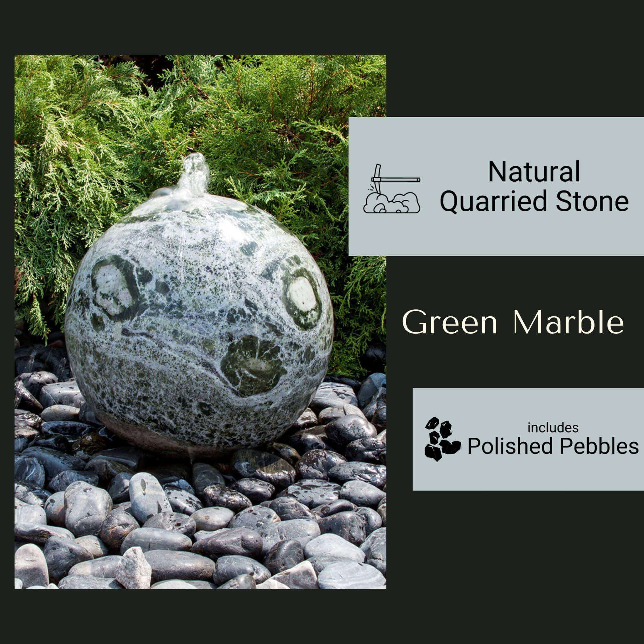 Green Marble Sphere Fountain - Complete Kit - Blue Thumb
