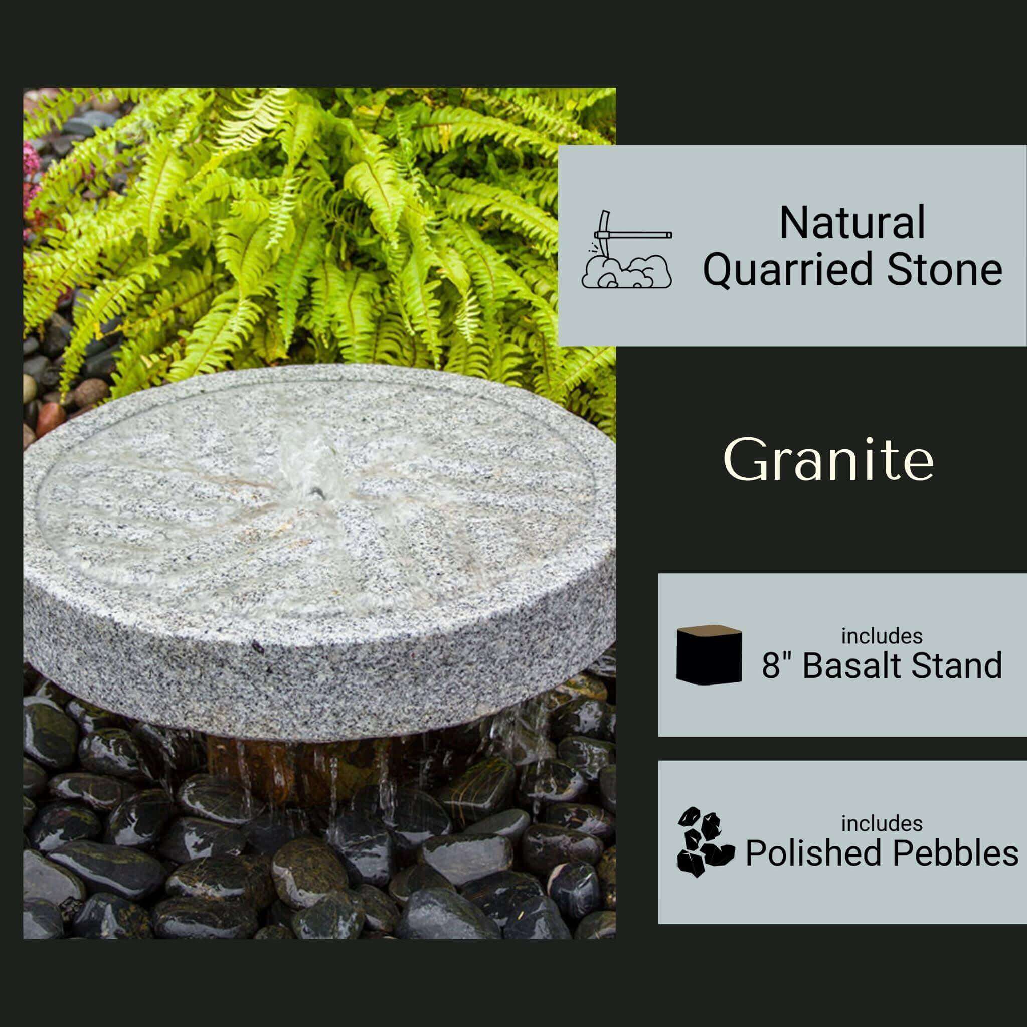 Granite Millstone "Angled" Fountain - Complete Kit - Blue Thumb