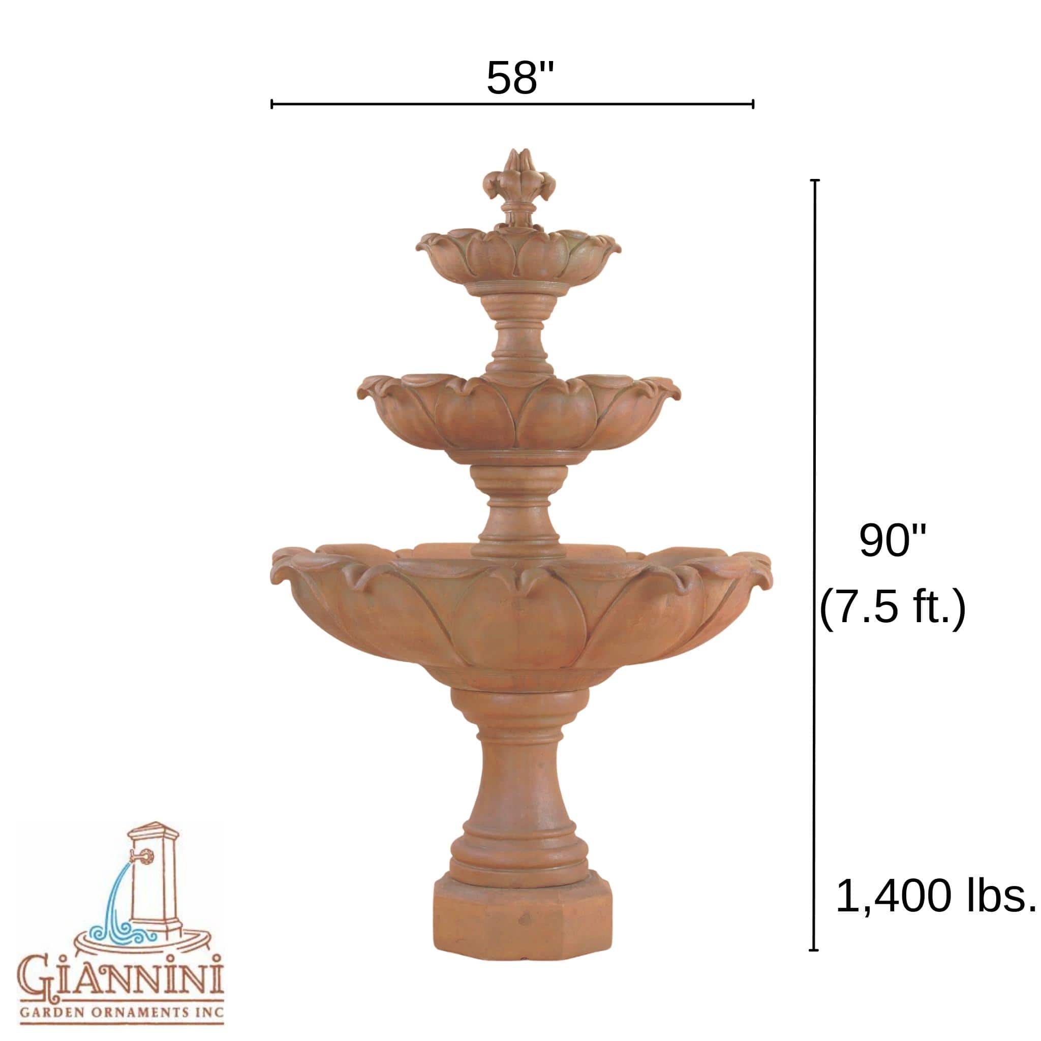 Gardenia 3-Tier Concrete Fountain - Giannini #1213