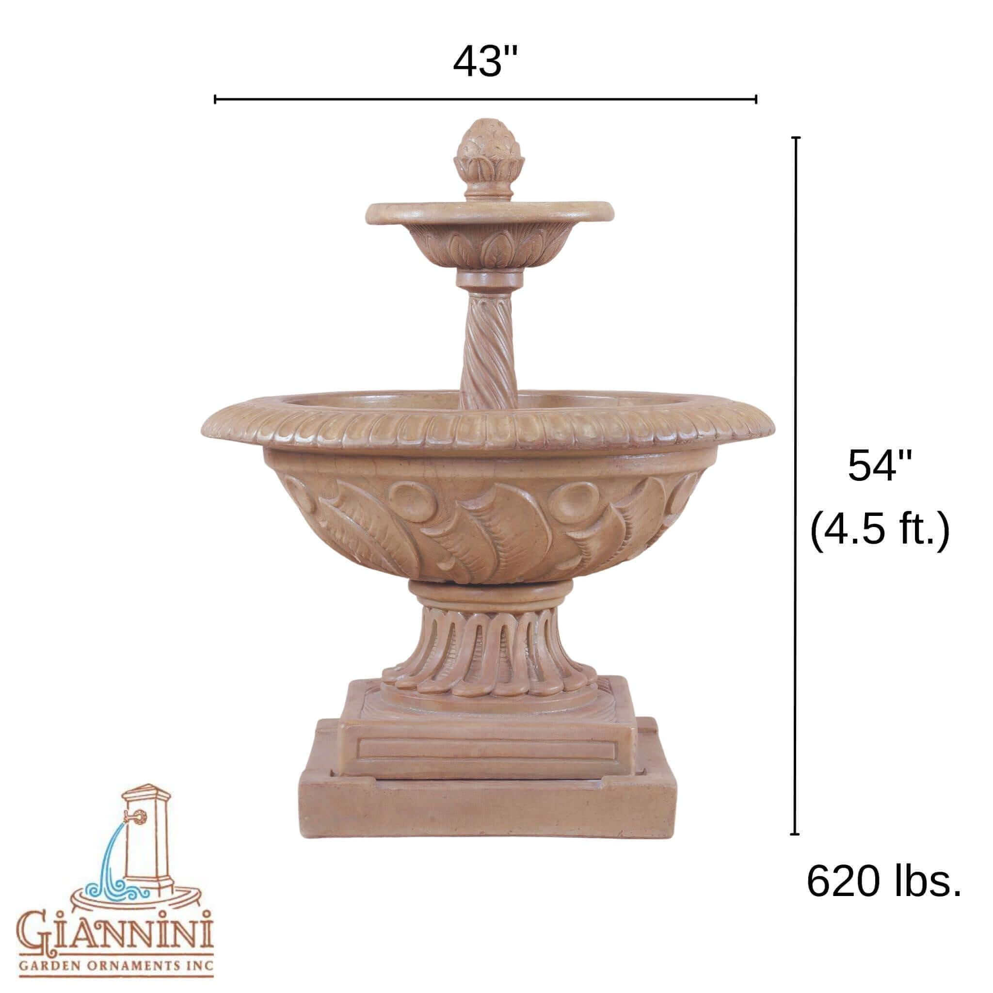 Orvieto 2-Tier Concrete Fountain - Giannini #1220