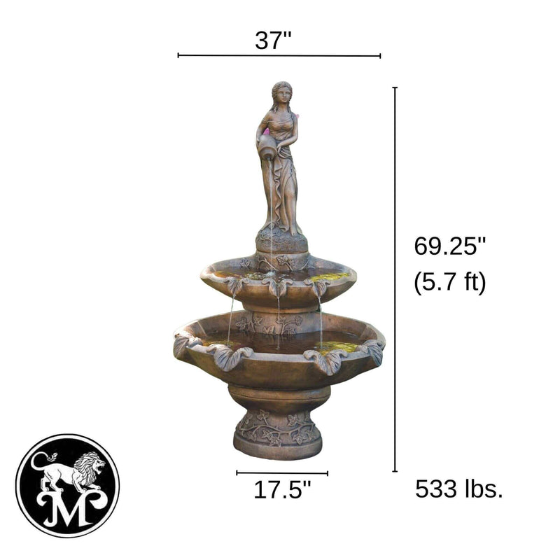 Girl Holding Jug 2-Tier Fountain (Large) - Massarellis