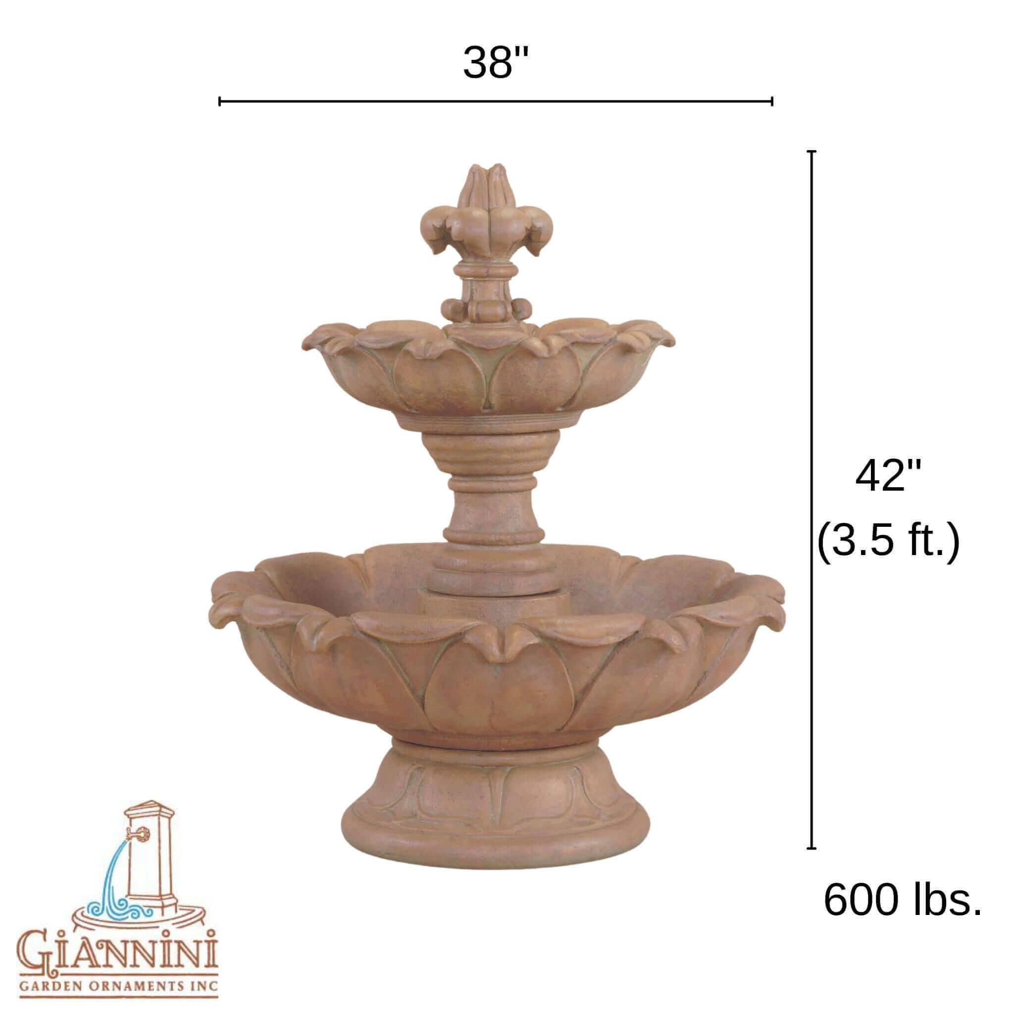 Gardenia SHORT 2-Tier Concrete Fountain - Giannini #1232