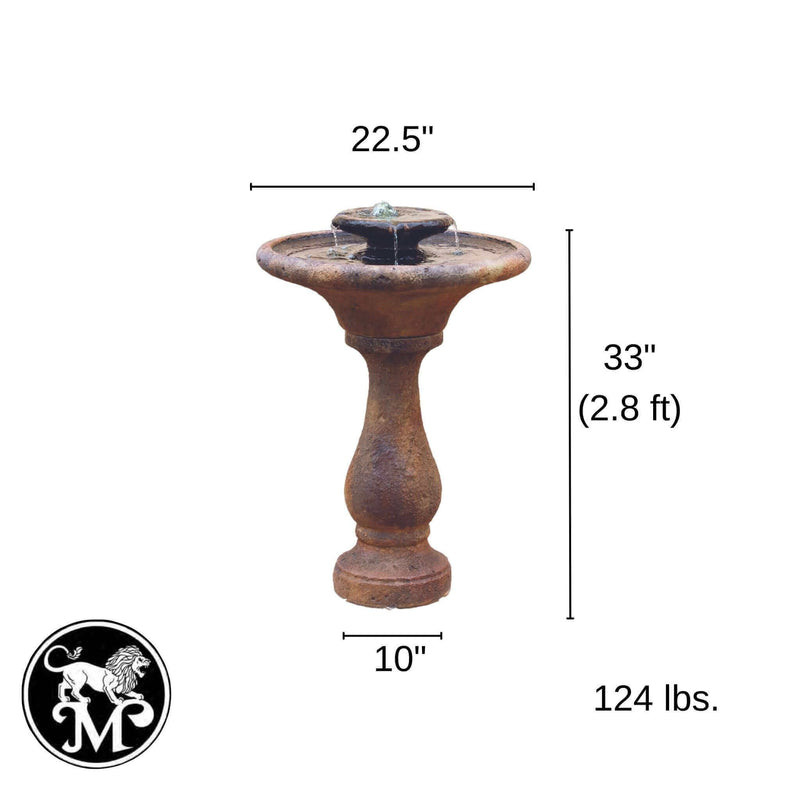 Two-Tier Chelsea Stone Water Fountain - Lighted - Massarellis 3708 - Fountainful