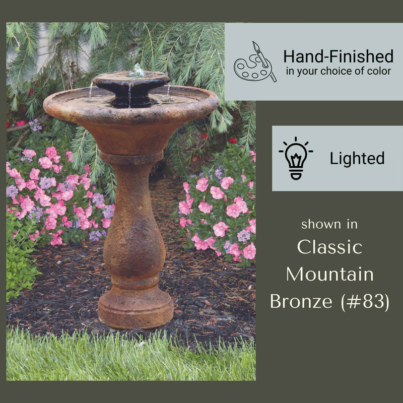 Two-Tier Chelsea Stone Water Fountain - Lighted - Massarellis 3708 - Fountainful
