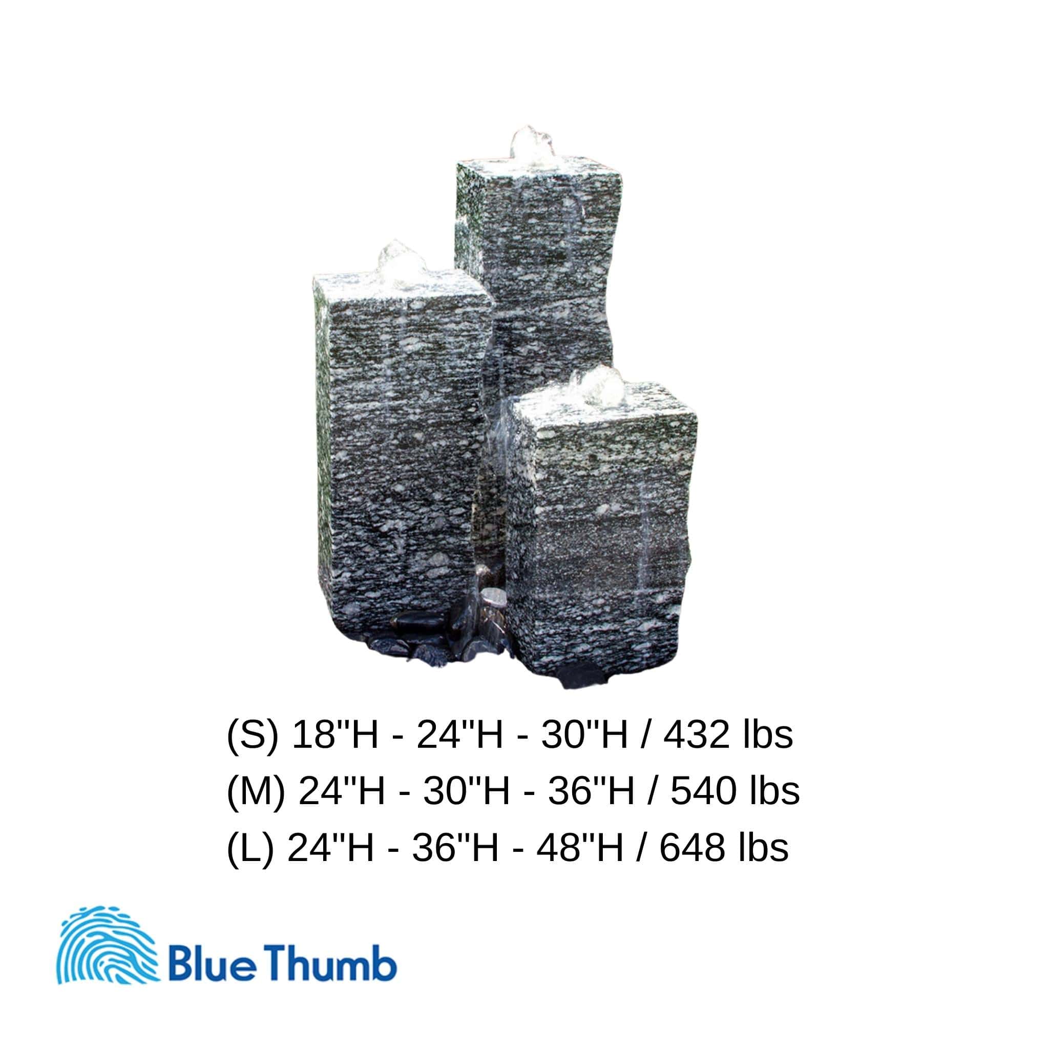 Rough Speckled Granite 3-Tower Fountain - Complete Kit - Blue Thumb