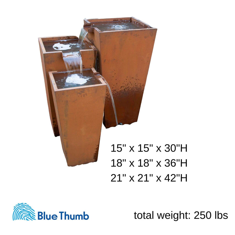Corten Steel 3-piece "Rusted" Urn Fountain Kit - Blue Thumb