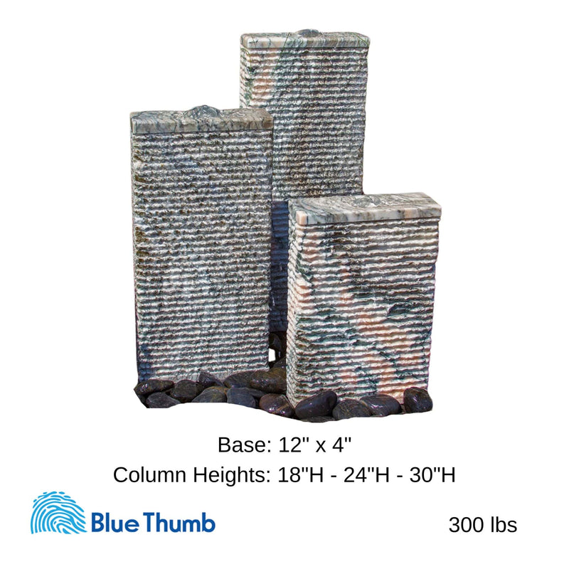 Pink Marbled Granite 3-Piece Ripple Fountain - Complete Kit - Blue Thumb