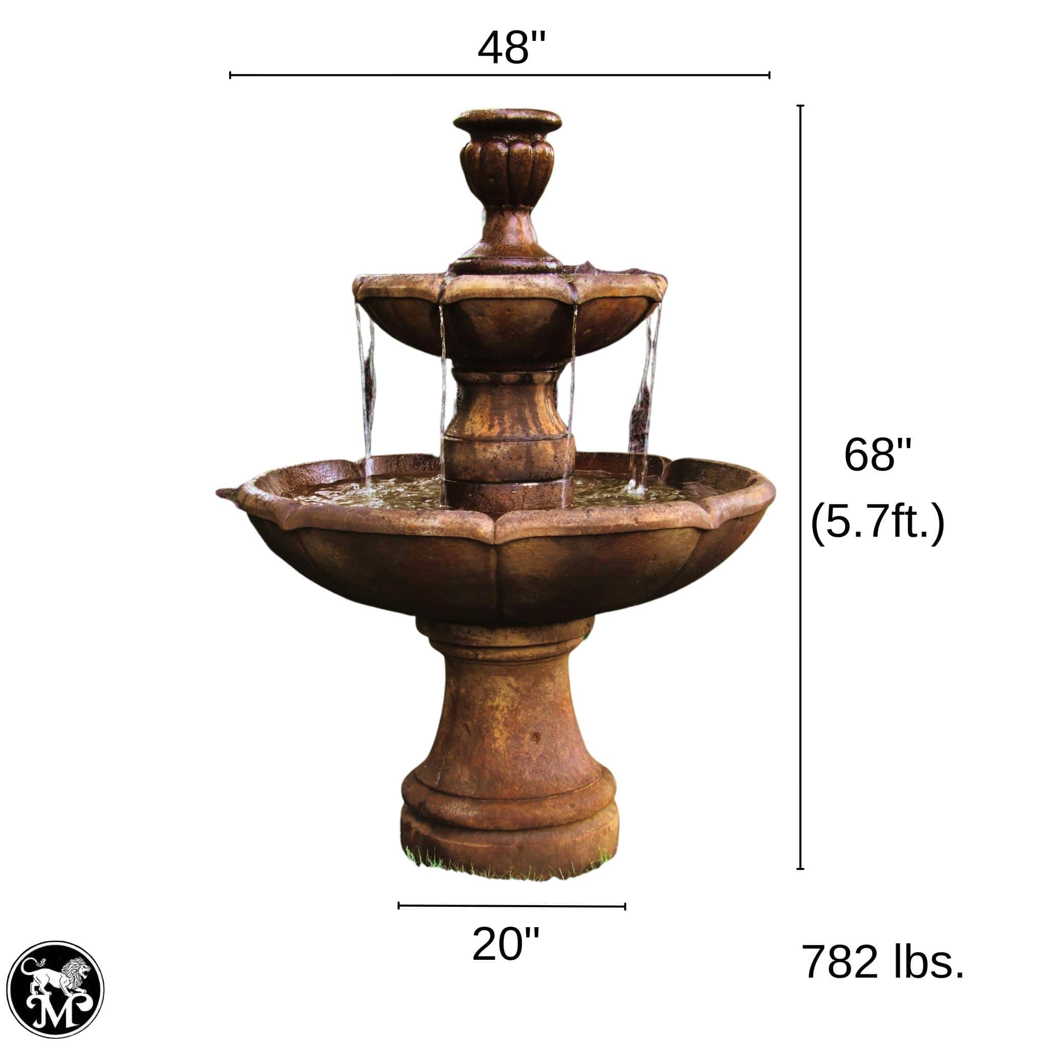 Charlotte 2-Tier Concrete Fountain - Massarellis #3754