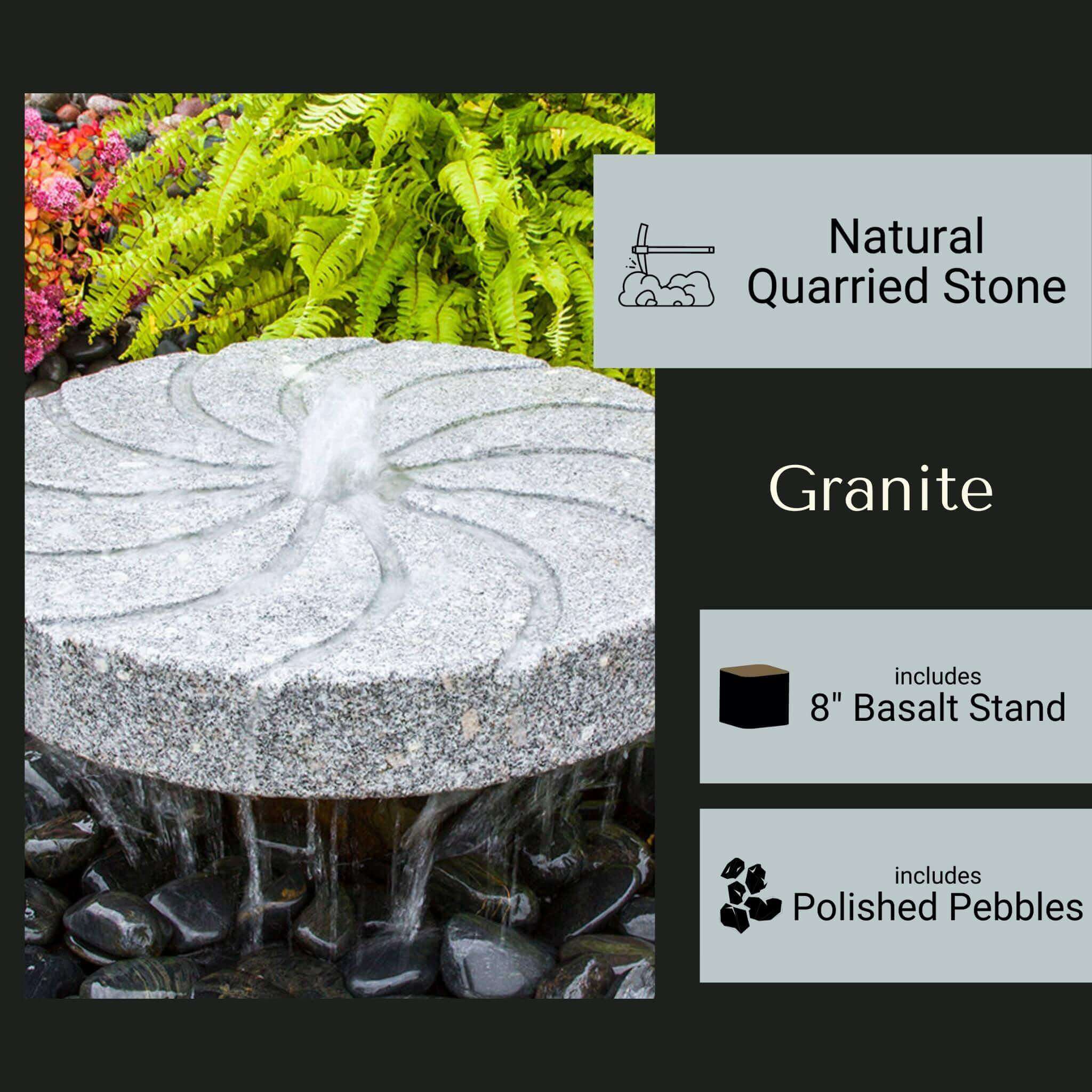Granite Millstone "Swirl" Fountain - Complete Kit - Blue Thumb