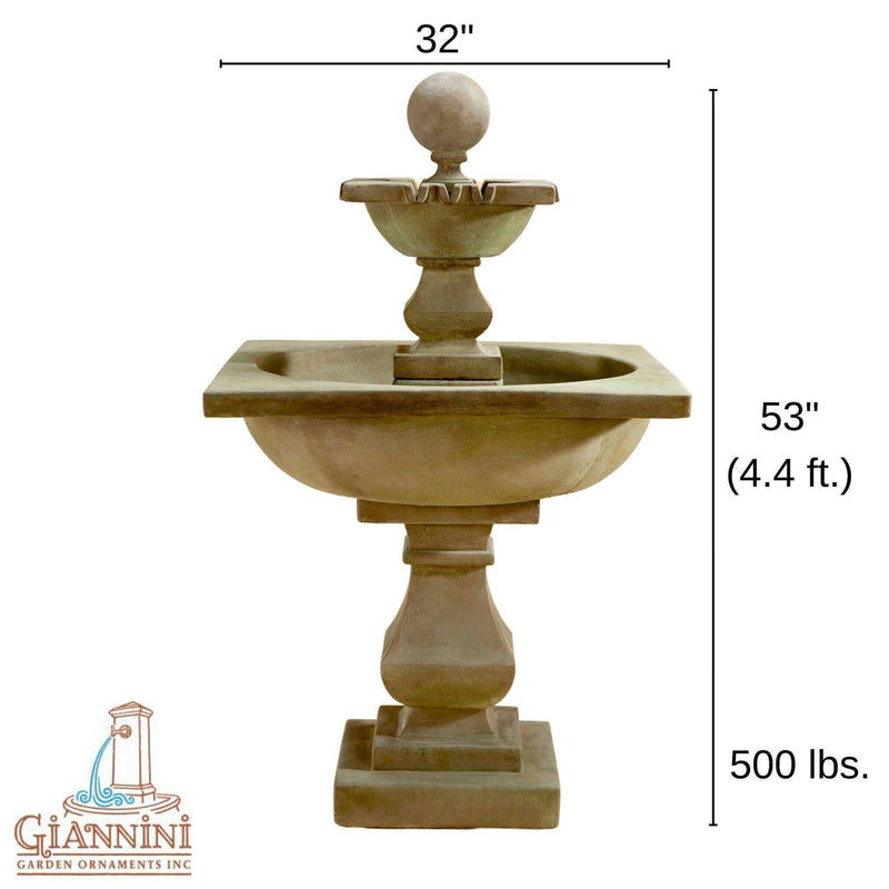 Solara 2-Tier Concrete Fountain - Giannini