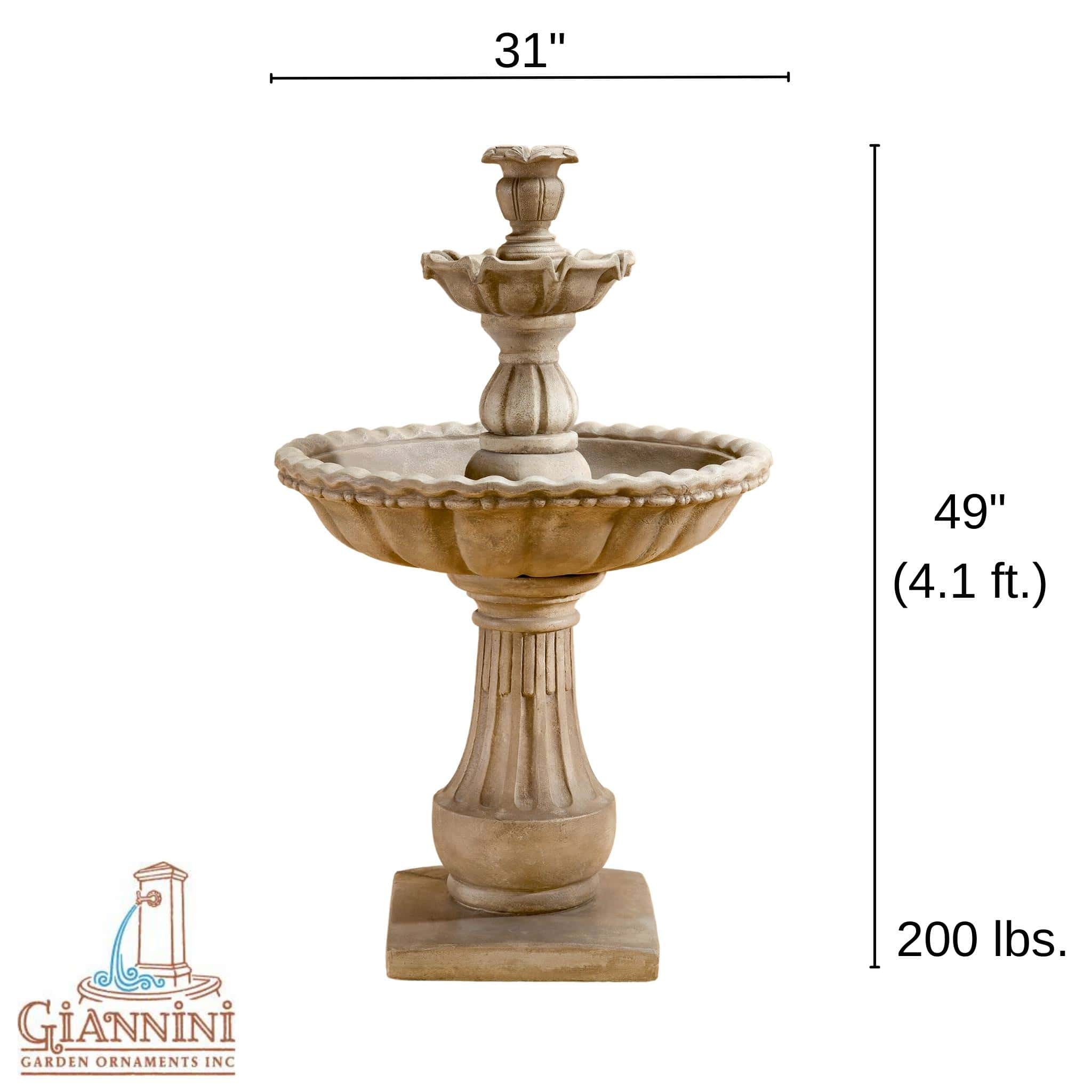 Gaetana 2-Tier Concrete Fountain - Giannini #1671