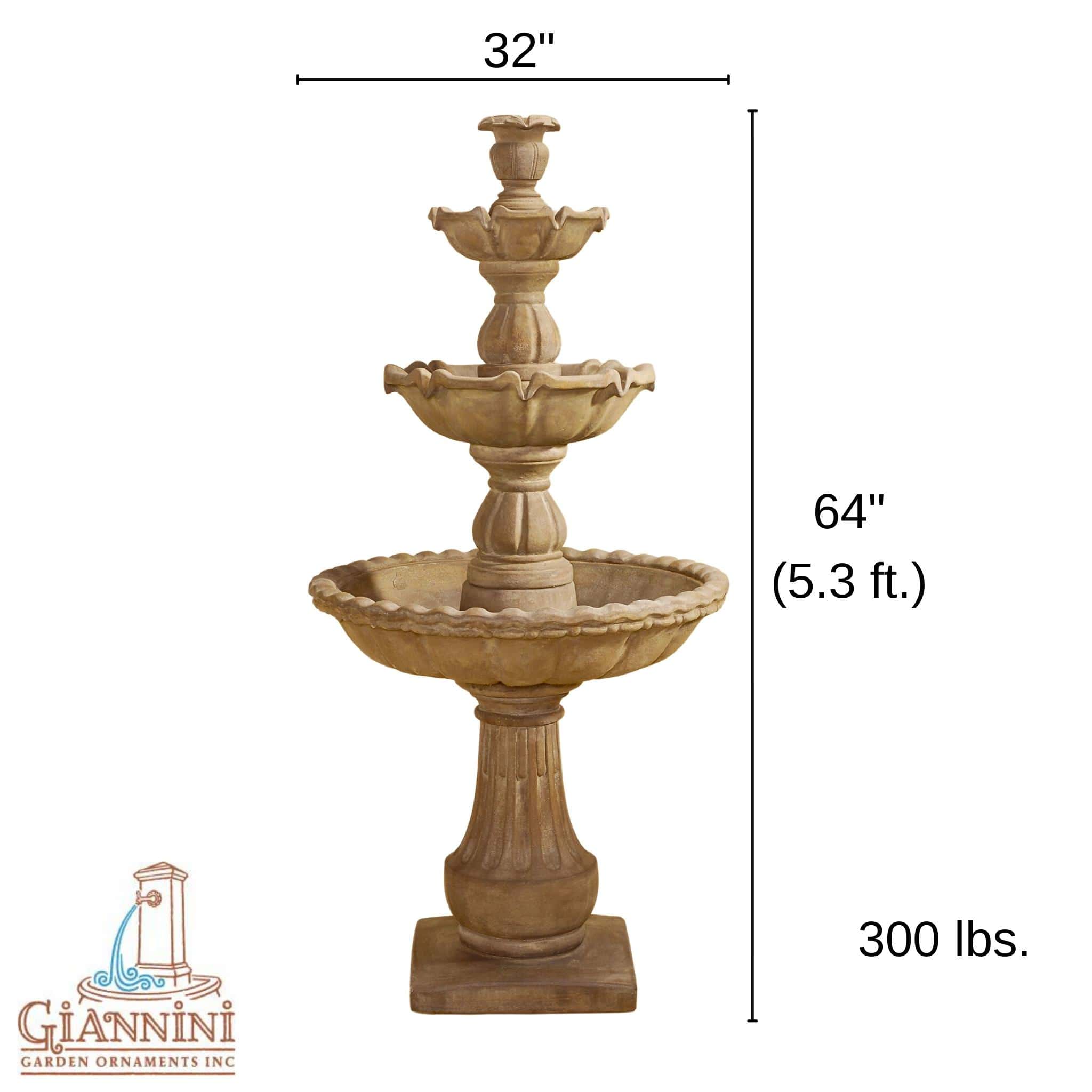 Gaetana 3-Tier Concrete Fountain - Giannini #1621