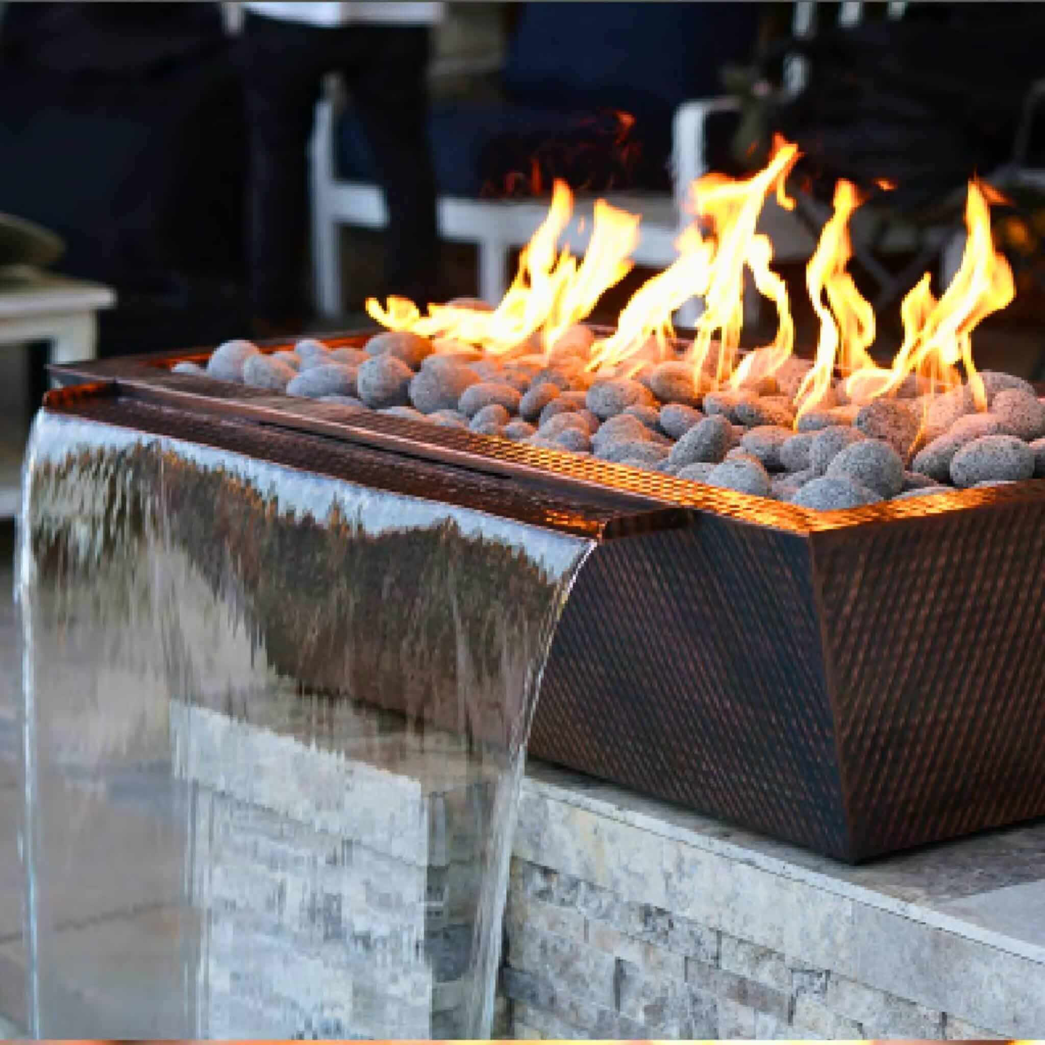 "Maya" Linear Concrete Fire & Water Bowl - The Outdoor Plus