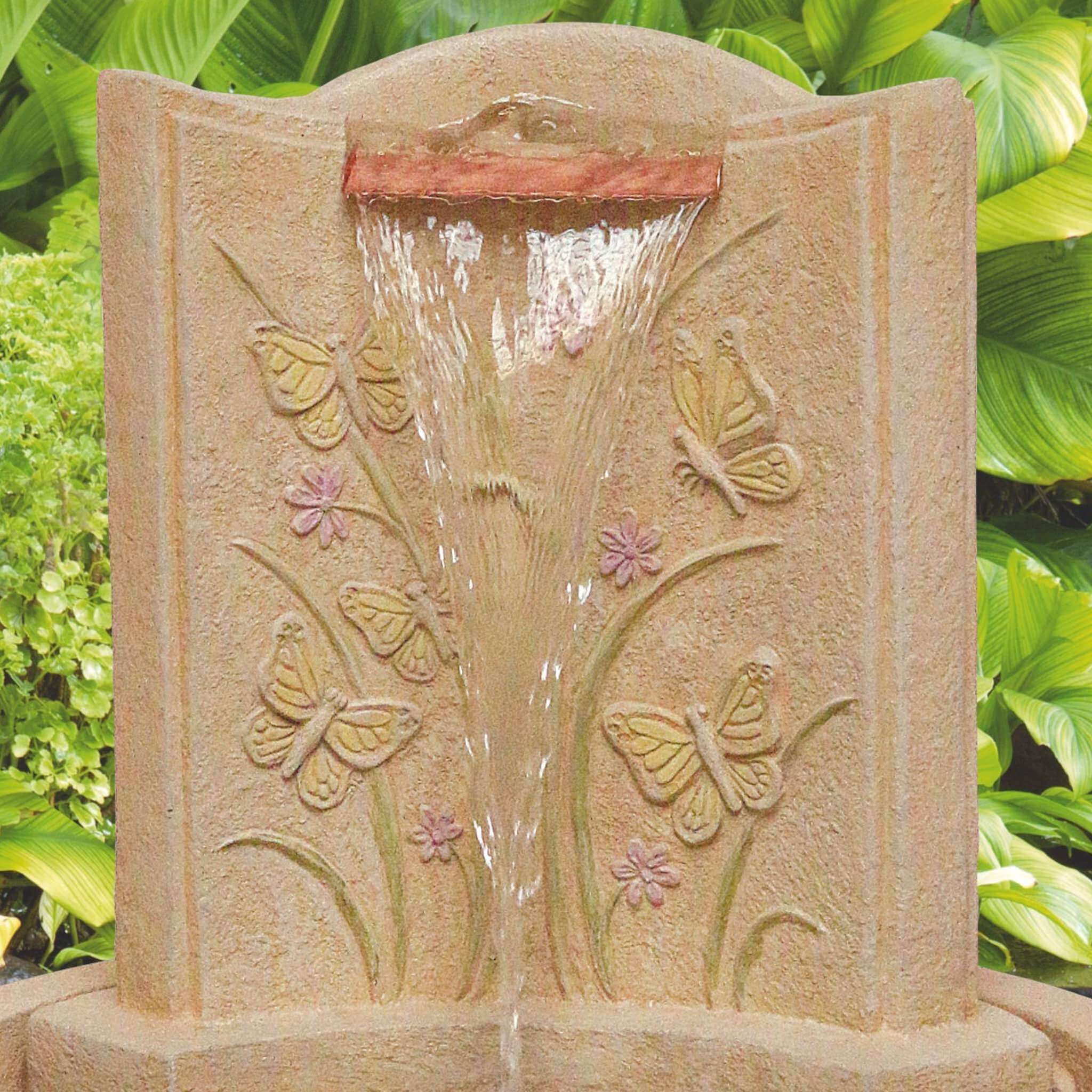 Lido Butterfly Concrete Fountain w/Lights - Massarellis #3498