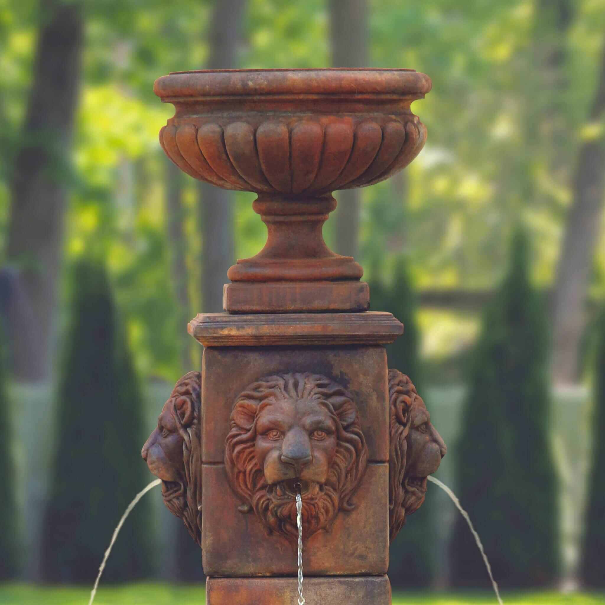 Milano Urn & Lion Concrete Fountain - Massarellis #3488
