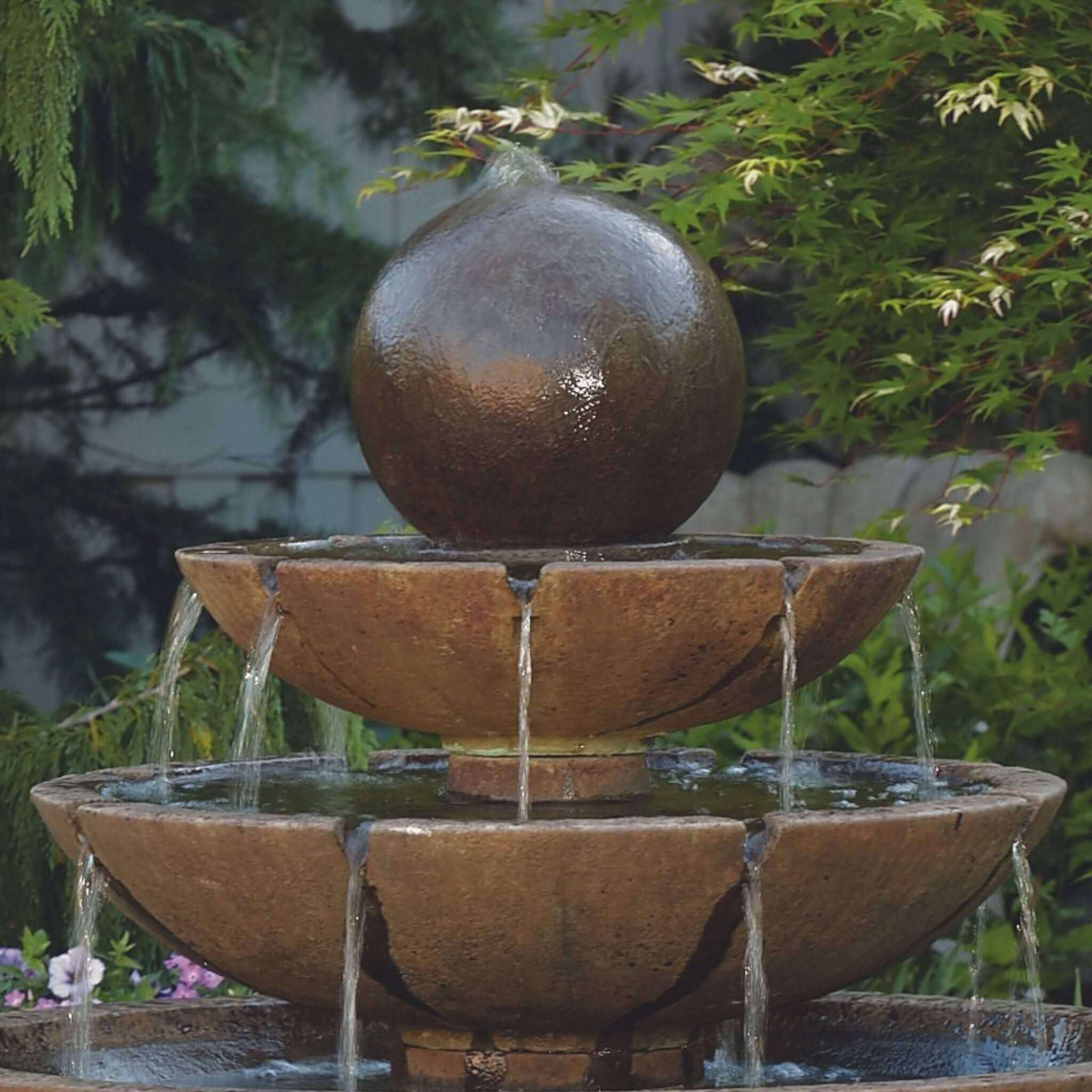 Tranquility Sphere 3-Tier Concrete Fountain - Massarellis #3696