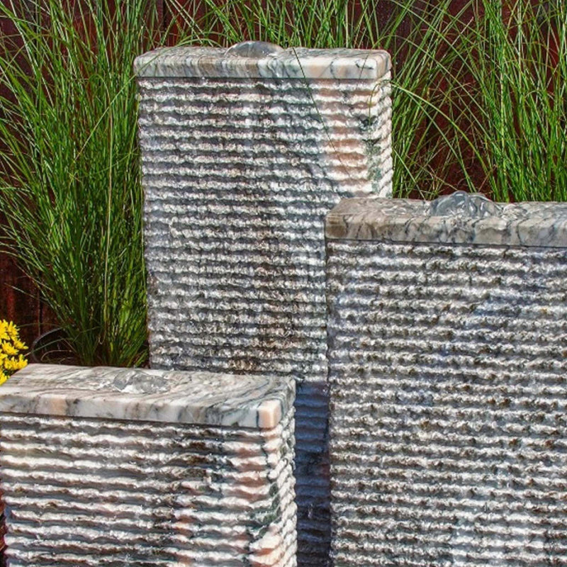 Pink Marbled Granite 3-Piece Ripple Fountain - Complete Kit - Blue Thumb